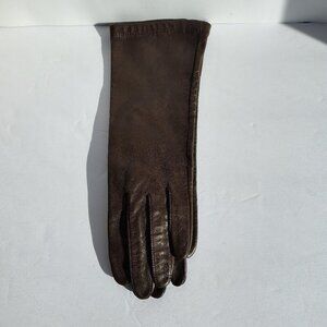 Ladies SZ 6-1/2 Brown Leather Gloves